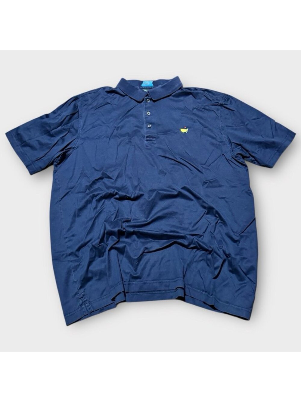 Masters Collection Men's Polo Top Blue Short Sleeve Button Up Collar XL Golf